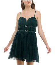 Speechless Womens Embellished Mini Fit & Flare Dress, brightgrn, Juniors, 9