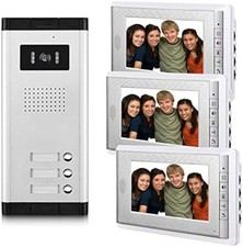 Apartment Video Intercom System 3 Units Household Video Doorbell