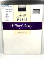 Hanes Plus Fitting Pretty Barely Black Day Sheer Control Top Pantyhose Sheer VTG
