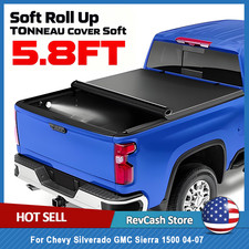 5.8ft Roll Up Bed Tonneau Cover For Chevy Silverado Gmc Sierra 1500 04-07 W Led