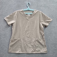 Mandala Women Scrub Top LARGE Brown PO22-S Short Sleeve