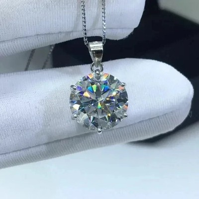 4.00Ct Round Cut Lab Created Diamond Solitaire Pendant 14K White Gold Finish