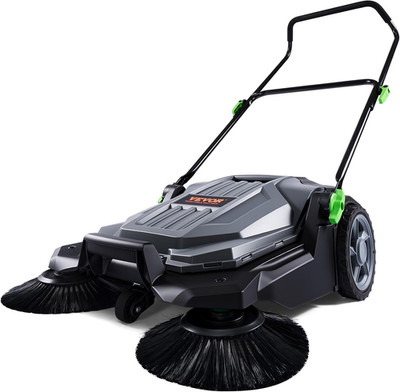 Walk-Behind Hand Push Floor Sweeper, 25.6'' Sweeping Width Floor Sweeper Manual N