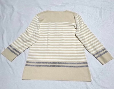 Courreges Striped Knit Top Size 40 Beige