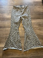 Judy Blue Los Angeles Leopard Super Flare Jeans Stretch Raw Hem Denim Size 9 29