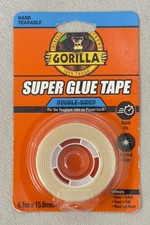 Gorilla Super Glue Tape Double Sided  6.1m x 15.8mm  Crystal Clear Quick Fix