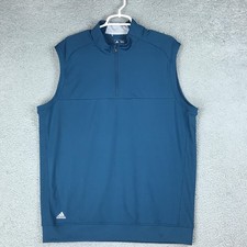 Adidas Vest Mens Large Golf Athletic Quarter Zip Pullover Sleeveless Lightweight