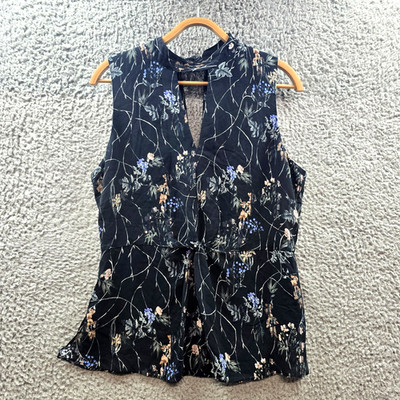 Saba Womens  Blouse Top Size 14 Navy Blue Grey Pink Floral Silk Sleeveless