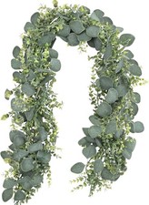 CEWOR 2 Pack 5.5ft Artificial Eucalyptus Greenery Vines Table Runner
