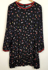 POPSUGAR Women's Floral Ruffle Hem Dress XXL Black Rayon Boho Cottagecore