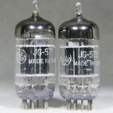 Matched Pair GE JG-5751/12AX7 Black Plate Triple Mica D-Getter Mil-Spec USA 1956