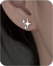 Sterling Silver Post Earrings Star Stud Earrings for Women Teen Trendy Hypoaller