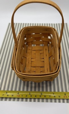 Longaberger 2000 Small Handwoven Basket with Fixed Handle   Classic Collectible