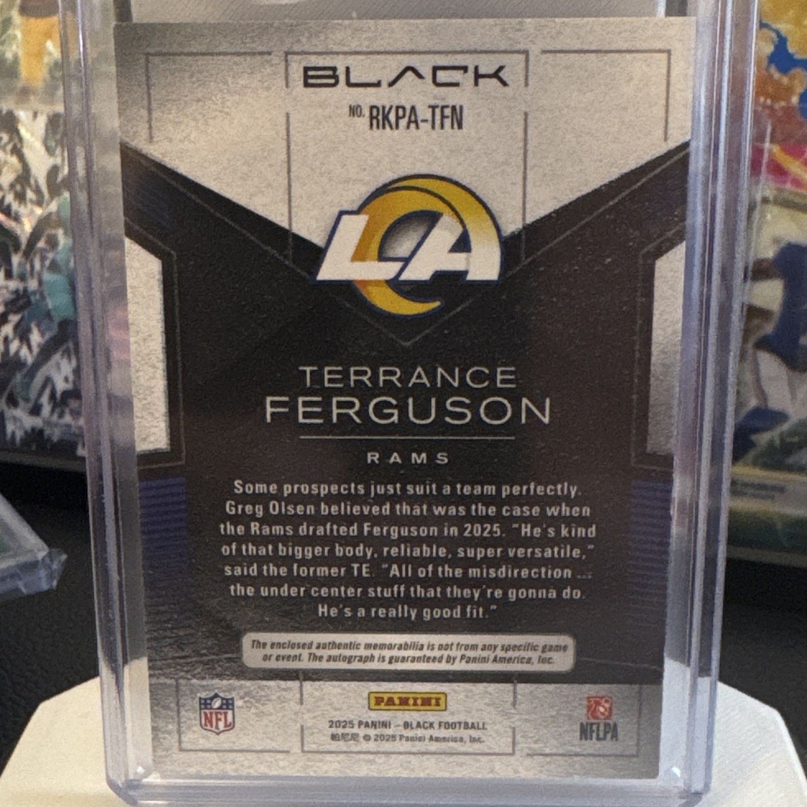 Panini 2025 Black Rookie Patch Autographs Terrance Ferguson Rams RC Auto 60/99 view 4