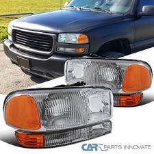 Fits 1999-2006 Gmc Sierra Yukon Xl 1500 2500 Clear Headlightsbumper Lamps 99-06