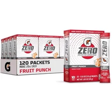 120 Gatorade G Zero Fruit Punch Powder, 0.10 oz Packets, 12 Boxes-120 Pack