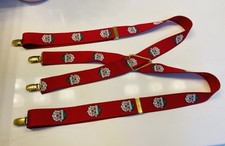 Vintage Santa Claus Suspenders Red Background West Germany Christmas
