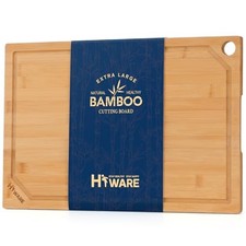 Extra Large Bamboo Cutting Board for Kitchen, Heavy Duty 18"L x 12"W Natural