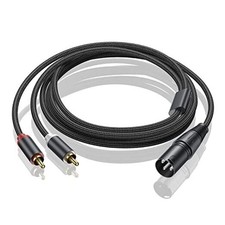 Dual RCA to XLR Male Y Splitter Patch Cable, Unbalanced 2 RCA/Phono Plug 3FT