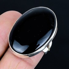 Classic Black Onyx Gemstone Handmade 925 Sterling Silver Ring Size 6.5