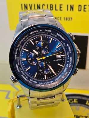 Invicta Aviator Interceptor Men's Watch 50mm Steel w/ Rotating Bezel & Blue Dial
