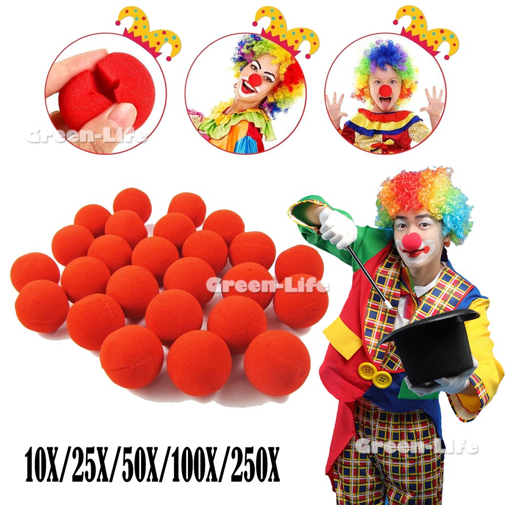 10-250PCS Red Sponge Foam Clown Nose Day Rudolf Reindeer Bozo Xmas Ronald Krusty
