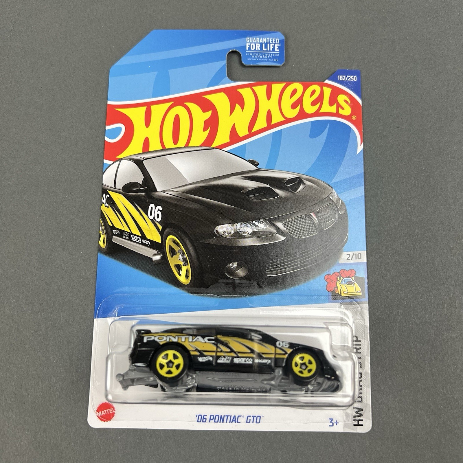 2022 Hot Wheels #182 HW Drag Strip 2/10 '06 PONTIAC GTO Black w/Yellow 5 Spokes