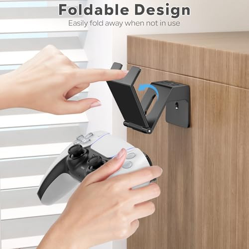 Controller & Headset Wall Mount Holder Stand, Foldable Headphone Stand, - Picture 3 of 6