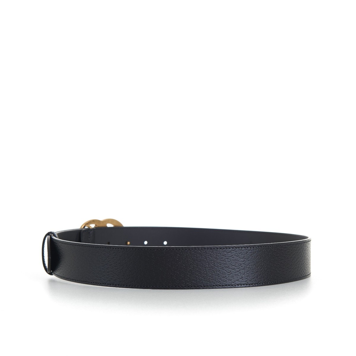 GUCCI 570$ Black Wide 40mm Grained Leather Belt - Double G Marmont