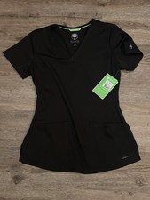 HH Works Healing Hands Scrub Top Women XXS Blk VNeck Stretch Medical Uniform NWT