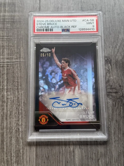 2024-25 Topps Chrome Deluxe Edition Manchester United Steve Bruce Auto /10 PSA 9
