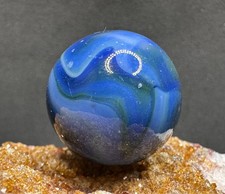 Vintage Multi-Color Swirl Marble - Blue Shades w/Green - .96" SHOOTER