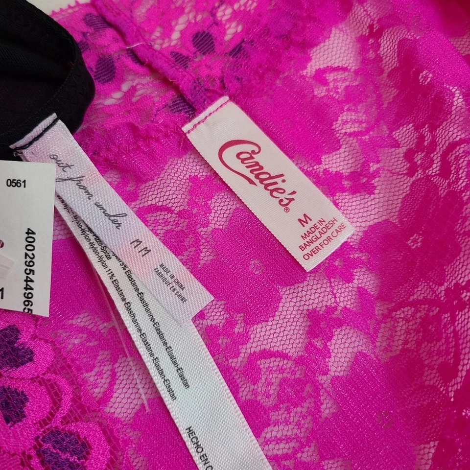 Bragas de bikini descaradas de encaje sexy Candies & UO 2pk talla M - rosa y negro Foto 4 de 4