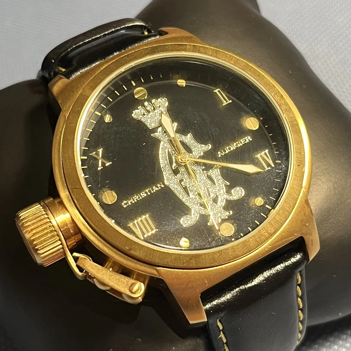 起動品】CHRISTIAN AUDIGIER メンズ 腕時計 スカル文字盤 Christian 