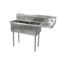 Bk Resources 18 in x 18 in x 12 in 2 Compartment Sink with Right