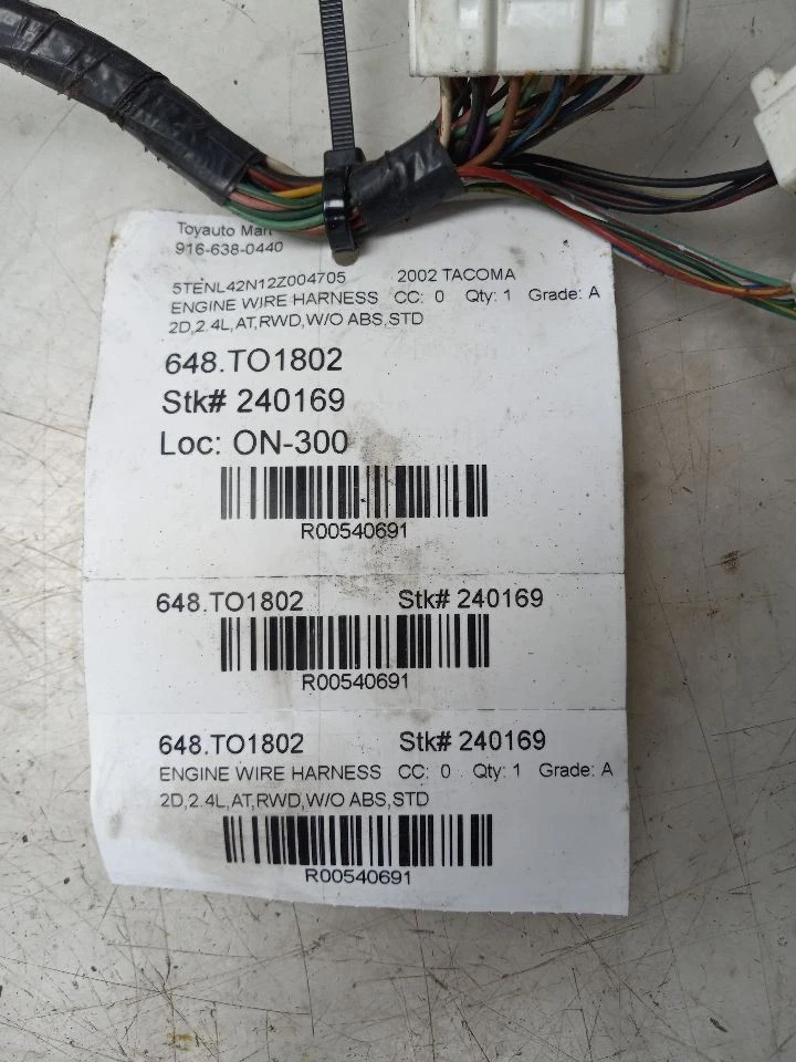 Toyota Tacoma 2002 arnés de cables de motor de 2,4 L Foto 3 de 4