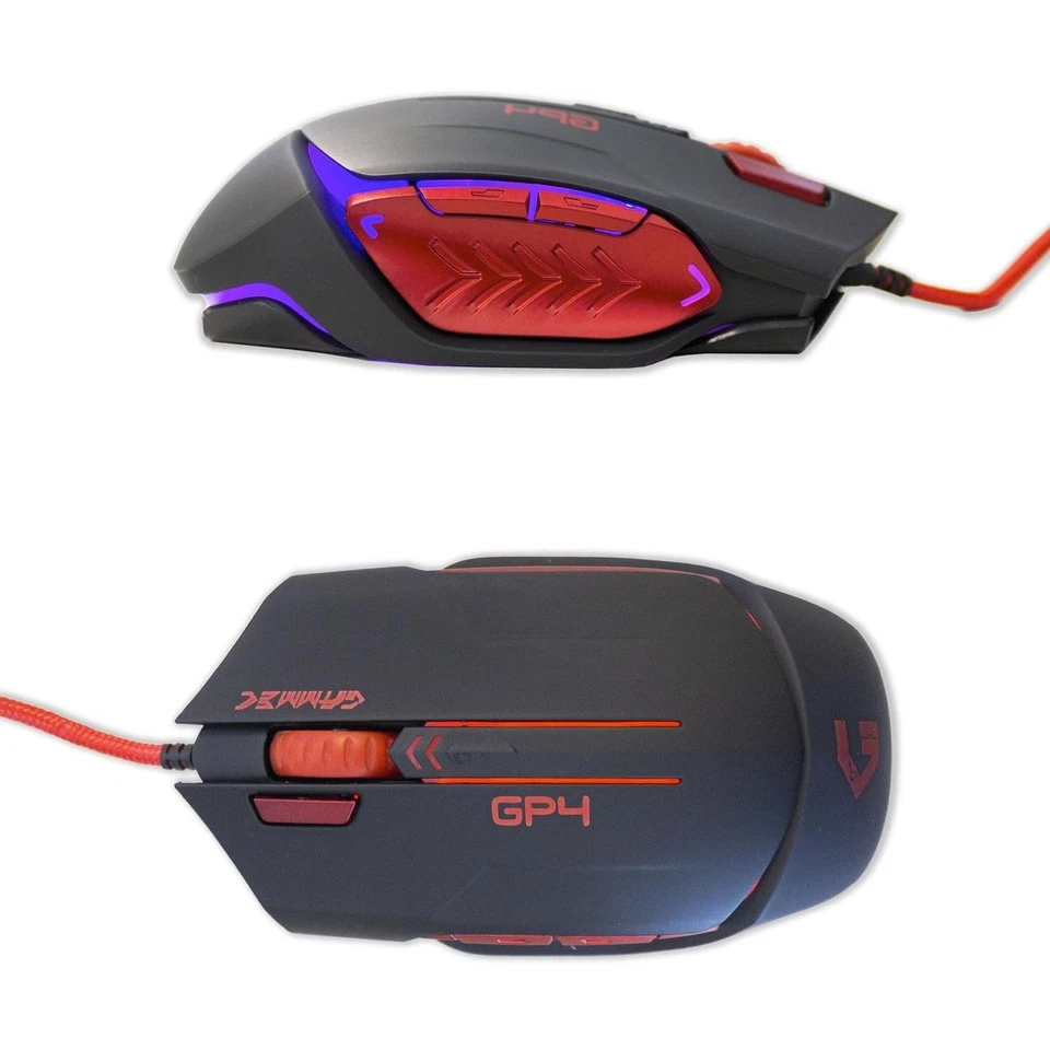 Professional Gaming Mouse Red Lightweight 7 Buttons Wired - Image 2 of 4