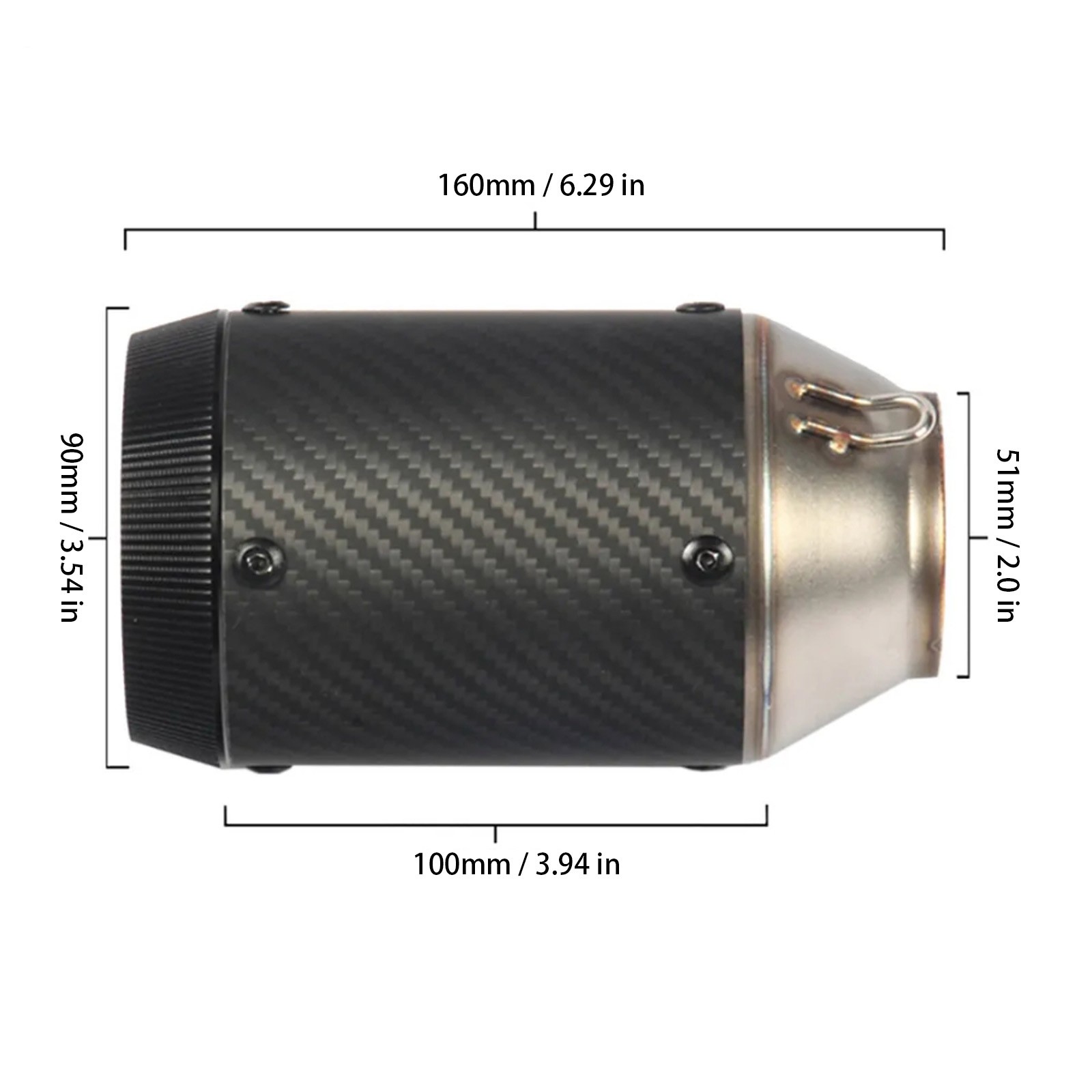 Slip-on 51mm 2" Universal Motorcycle Exhaust Muffler Pipe Tail Tips Carbon Fiber