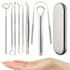 Stainless Steel Tongue Scraper Toothpick Cleaner Set for Oral Care Personal AU