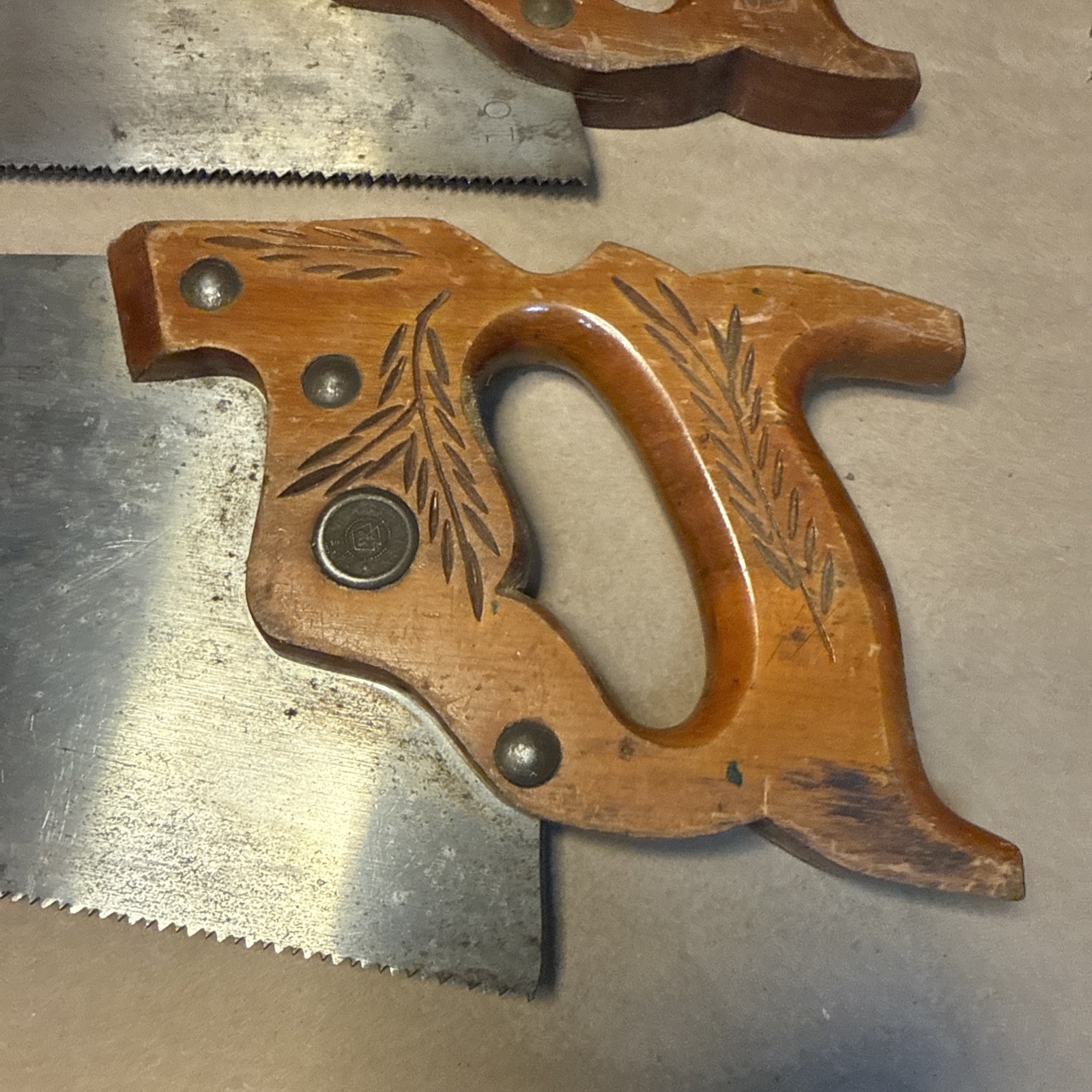 2 Vintage D-23 Henry Disston & Sons 10 & 11 Point Hand Saws