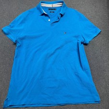Tommy Hilfiger Men's Polo Shirt Size L Blue Regular Fit Stretch Cotton Blend
