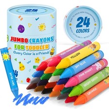 24 Colors Jumbo Crayons for Toddlers 1-3.Washable Non-Toxic Crayons for Kids ...