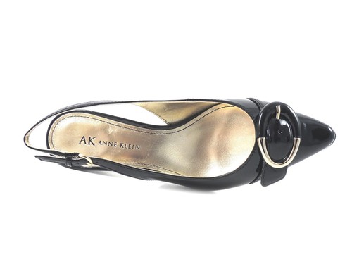 Anne Klein Damen Trumank Slingback Pumps schwarz glänzendes Leder Größe 5,5 M - Bild 4 von 6