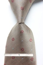 New Classic Polka Dot Brown Blue JACQUARD WOVEN 100 Silk Men's Necktie Tie
