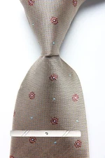 New Classic Polka Dot Brown Blue JACQUARD WOVEN 100% Silk Men's Necktie Tie