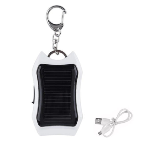 Solar Portable Charger Keychain Mini Power Bank LED Flashlight Outdoor USB B AGS - Foto 1 di 9