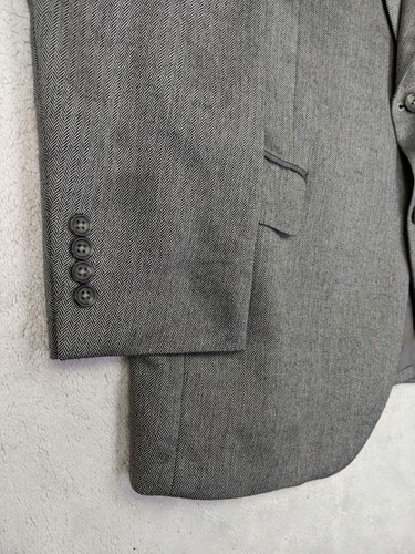 JoS A BANK Mens 42S Gray Black Herringbone Silk Camelhair Blend Blazer Jacket - Afbeelding 3 van 15