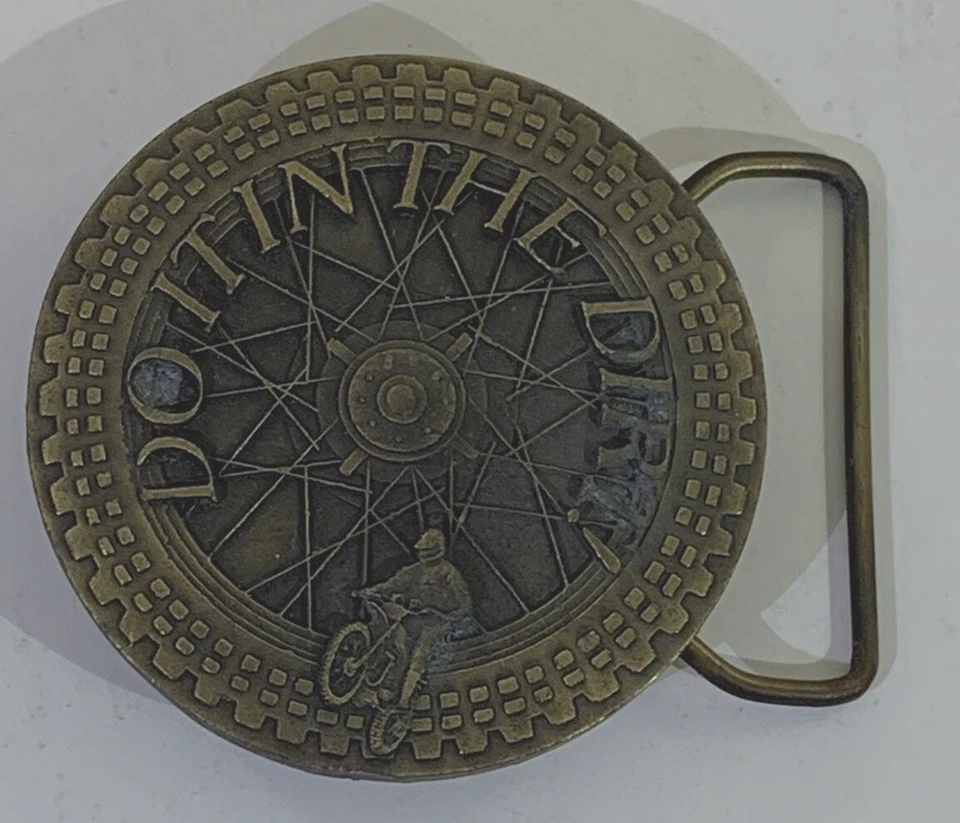 Cinturón de carreras Do It the Dirt Bike neumático de moto hebilla redonda 1977 cinturón de 1,5 pulgadas Foto 2 de 4