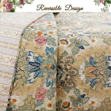 NEW! ~ COZY CHIC COTTAGE BLUE GREEN LEAF SEAFOAM BOHEMIAN SOFT BOHO QUILT SET