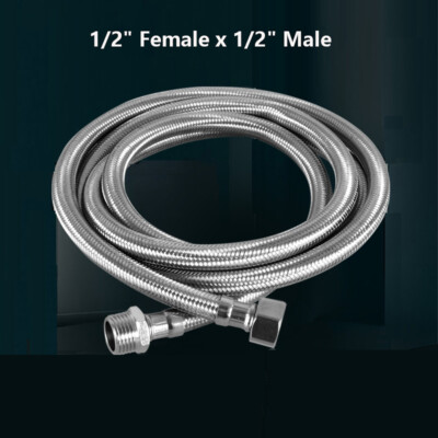 BSP 1/2'' Female x 1/2'' Male Flexible Tap Connector Braided Hose L: 200mm-2000mm